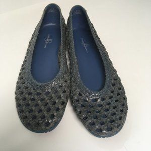 Jenny Buchanan Brazilian Blue Lattice Woven Flats  Size 6.5M
